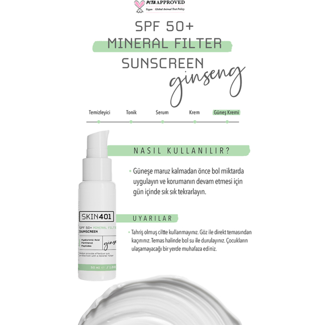 Skin401 Mineral Filter SPF 50+ Sunscreen - Mineral Güneş Koruyucu 50ml - 4