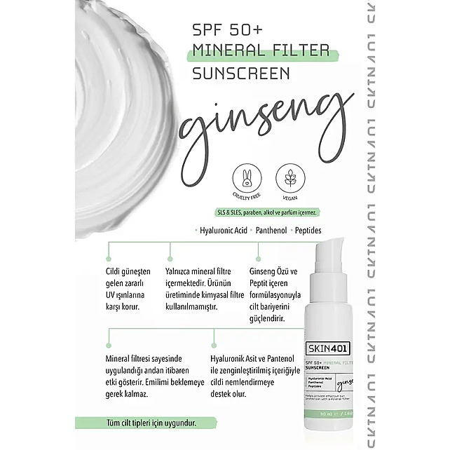 Skin401 Mineral Filter SPF 50+ Sunscreen - Mineral Güneş Koruyucu 50ml - 3