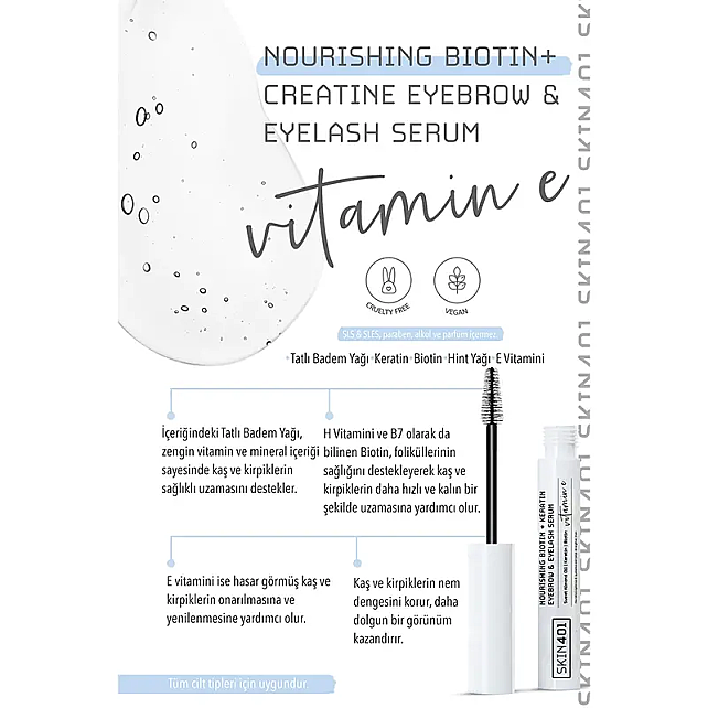 Skin401 Nourishing Biotin Creatine Eyebrow Eyelash - Kaş ve Kirpik Serumu 6.5ml - 3