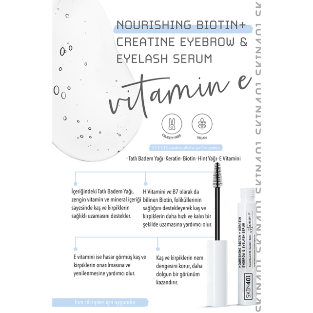 Skin401 Nourishing Biotin Creatine Eyebrow Eyelash - Kaş ve Kirpik Serumu 6.5ml - 3