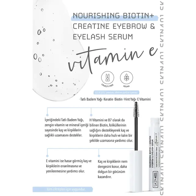 Skin401 Nourishing Biotin Creatine Eyebrow Eyelash - Kaş ve Kirpik Serumu 6.5ml - 3