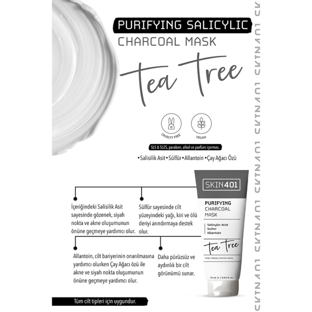 Skin401 Purifying Charchoal Mask - Gözenek ve Siyah Nokta Karşıtı Bakım Maskesi 75ml - 3