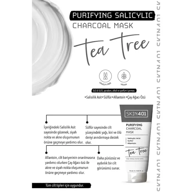 Skin401 Purifying Charchoal Mask - Gözenek ve Siyah Nokta Karşıtı Bakım Maskesi 75ml - 3
