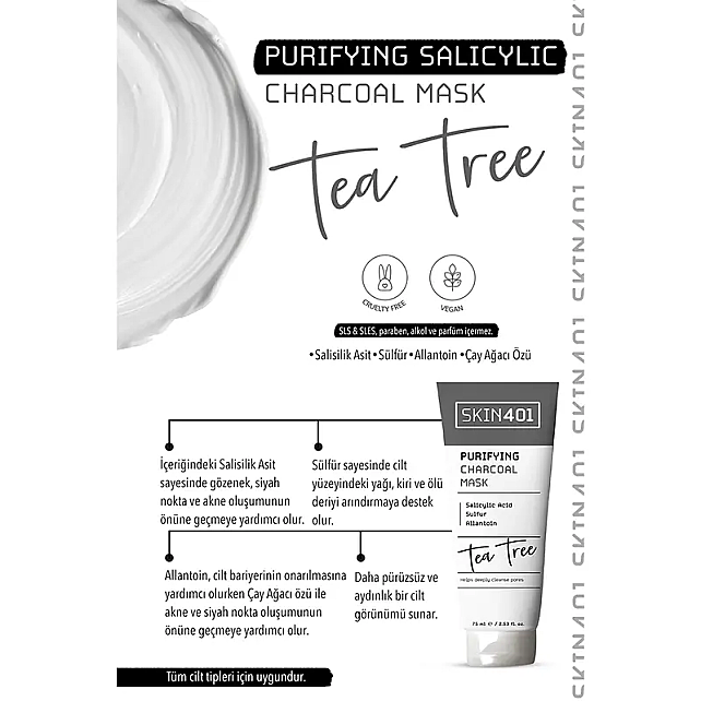 Skin401 Purifying Charcoal Mask - Gözenek ve Siyah Nokta Karşıtı Bakım Maskesi 75ml - 3