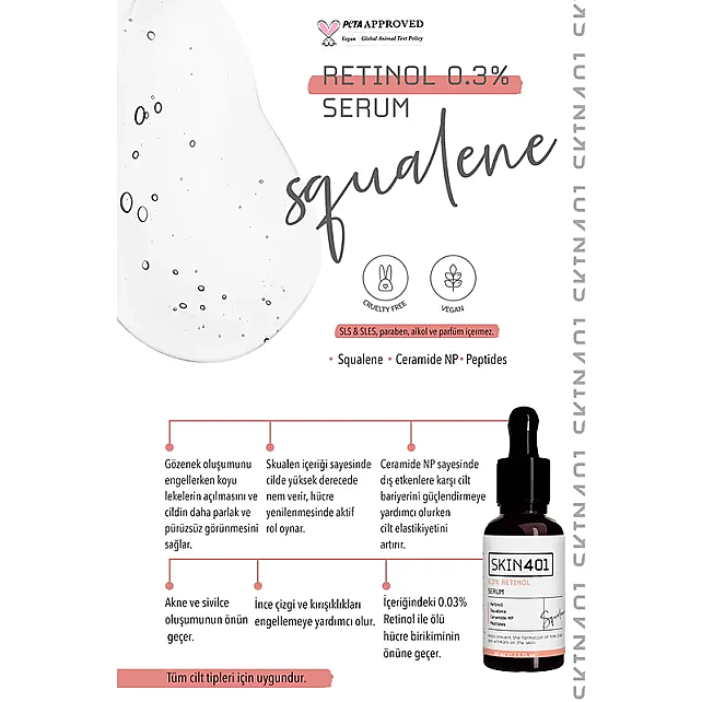 Skin401 Retinol Firm & Renew Yenileyici Etkili Bakım Serumu 30ml - 3
