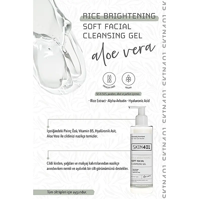 Skin401 Rice Brightening Soft Facial Cleansing Gel - Pirinç Özlü Temizleme Jeli 200ml - 3