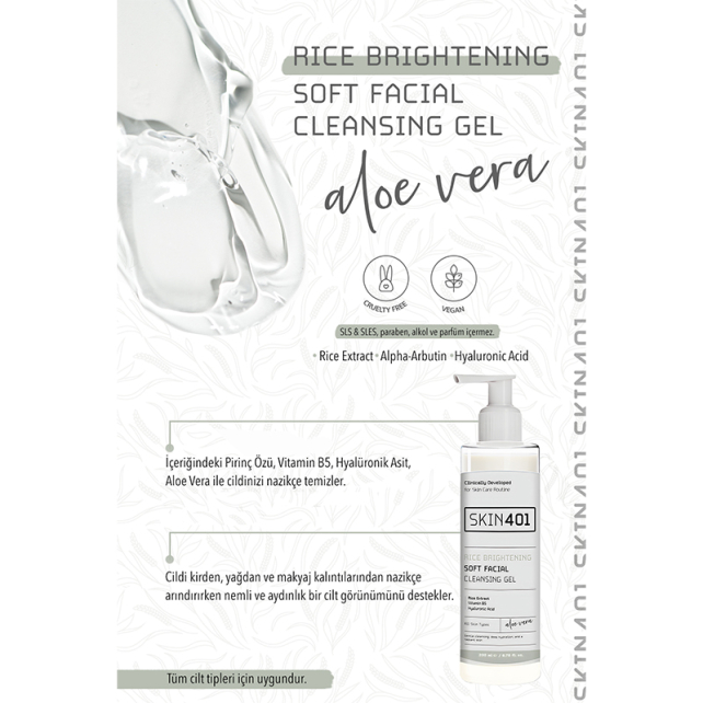 Skin401 Rice Brightening Soft Facial Cleansing Gel - Pirinç Özlü Temizleme Jeli 200ml - 3