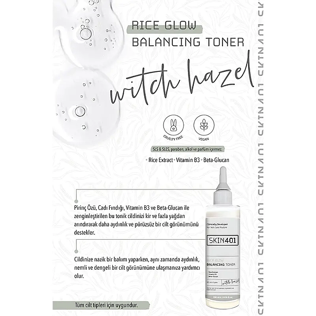 Skin401 Rice Glow Balancing Toner - Pirinç Özlü Tonik 200ml - 3