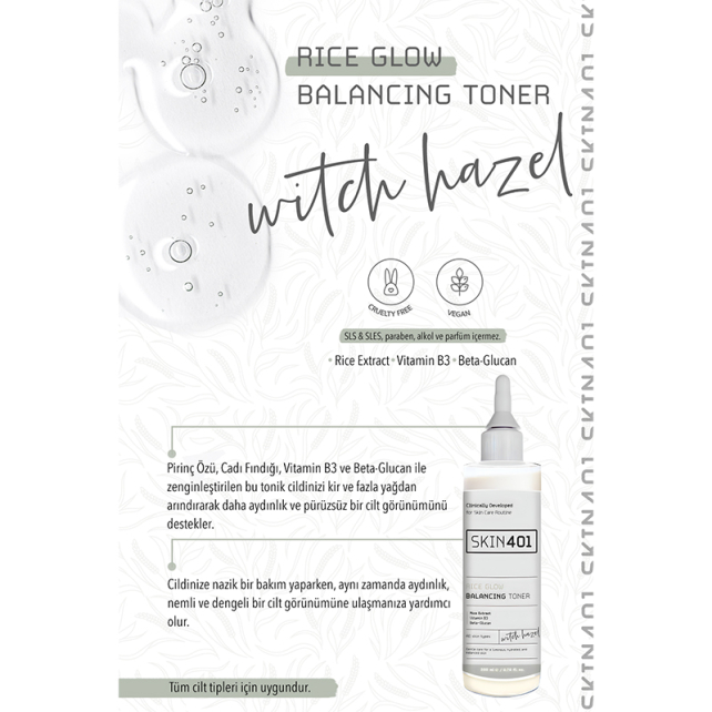 Skin401 Rice Glow Balancing Toner - Pirinç Özlü Tonik 200ml - 3