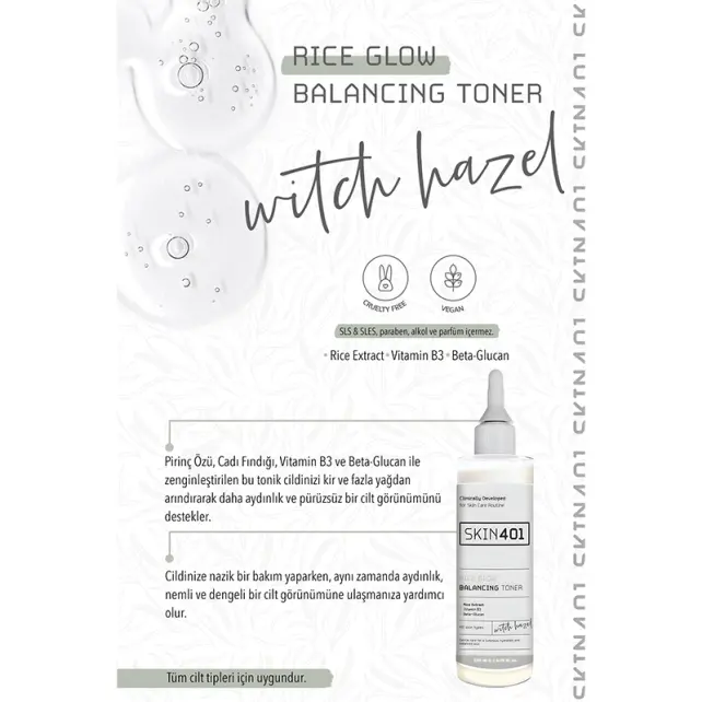 Skin401 Rice Glow Balancing Toner - Pirinç Özlü Tonik 200ml - 3