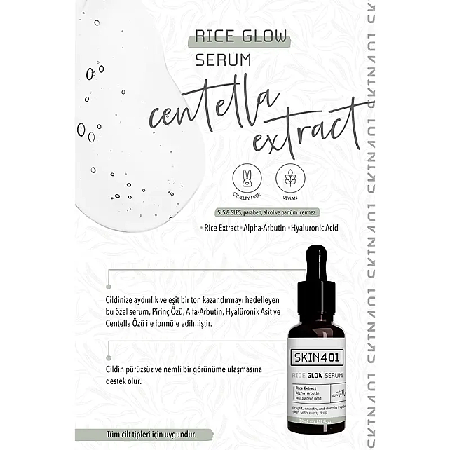 Skin401 Rice Glow - Pirinç Özlü Aydınlatıcı Etkili Serum 30ml - 3