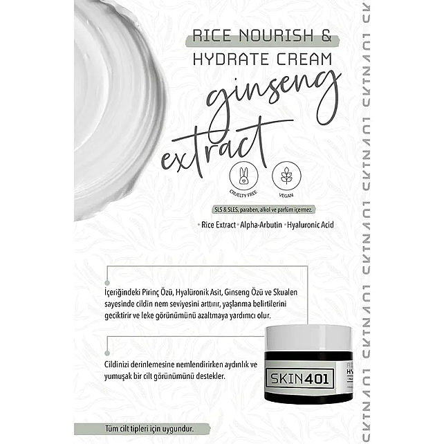 Skin401 Rice Nourish Hydrate Silky Cream - Pirinç Özlü Nemlendirici Krem 50ml - 3