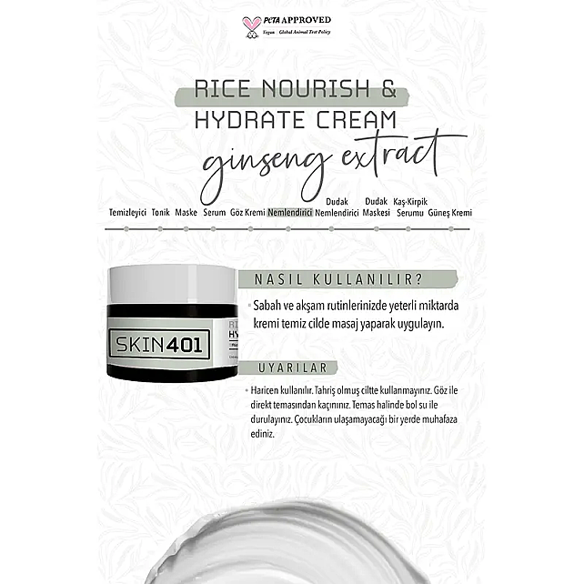 Skin401 Rice Nourish Hydrate Silky Cream - Pirinç Özlü Nemlendirici Krem 50ml - 4