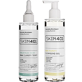 Skin401 Yağlı ve Karma Ciltlere Özel Siyah Nokta ve Leke Karşıtı Yüz Temizleme Seti - Skin401