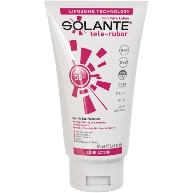 Solante Tele-Rubor Lotion SPF 50 + Hassas Cilt Güneş Koruyucu Losyon 50ml - 1