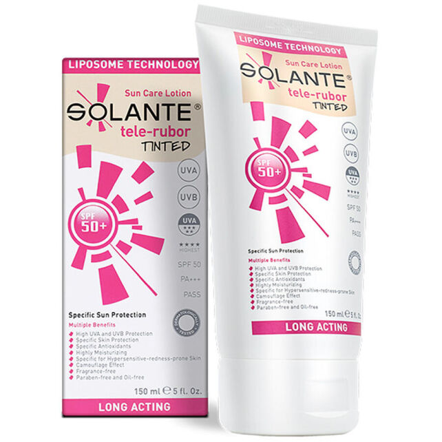 Solante Tele-Rubor Lotion Tinted SPF 50 + Hassas Cilt Renkli Güneş Koruyucu Losyon 150ml - 1