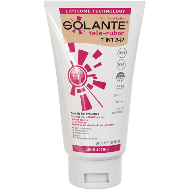 Solante Tele-Rubor Lotion Tinted SPF 50 + Hassas Cilt Renkli Güneş Koruyucu Losyon 50ml - 1