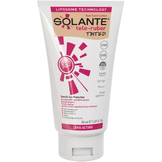 Solante Tele-Rubor Lotion Tinted SPF 50 + Hassas Cilt Renkli Güneş Koruyucu Losyon 50ml - 1