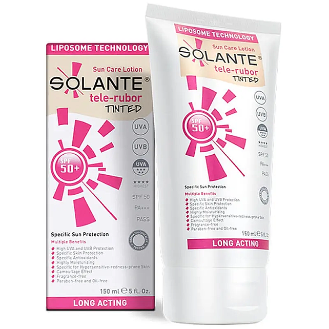 Solante Tele - Rubor Lotion Tinted SPF 50 + Hassas Cilt Renkli Güneş Koruyucu Losyon 150ml - 1