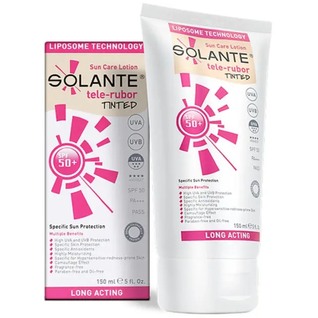 Solante Tele-Rubor Lotion Tinted SPF 50 + Hassas Cilt Renkli Güneş Koruyucu Losyon 150ml - 1