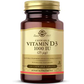 Solgar Chewable Vitamin D3 1000 IU - Takviye Edici Gıda 100 Tablet - Solgar