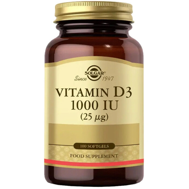 Solgar Vitamin D3 1000IU Takviye Edici Gıda 25Mg/100 Kapsül - 1