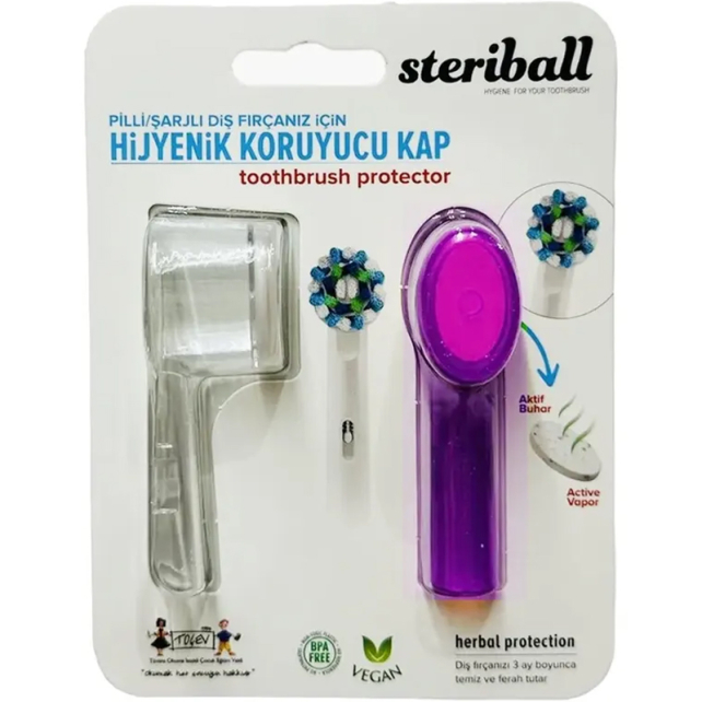 Steriball Hijyenik Koruyucu Kap - Şeffaf/ Mor 2'li - 1