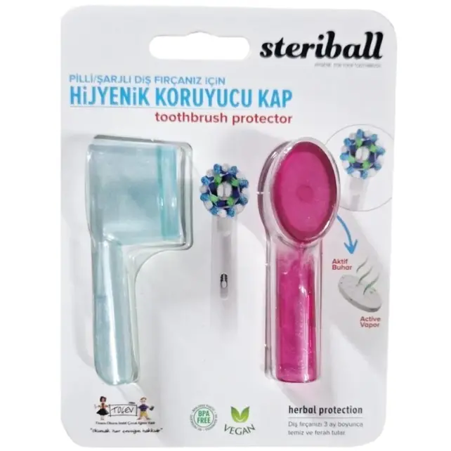 Steriball Hijyenik Koruyucu Kap - Şeffaf/Kırmızı 2'li - 1