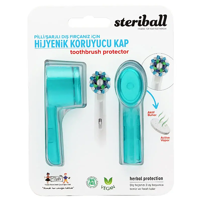 Steriball Şarjlı Diş Fırçası Hijyenik Koruyucu Kap - Mavi 2'li - 1