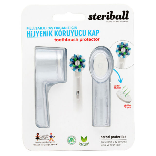 Steriball Şarjlı Diş Fırçası Hijyenik Koruyucu Kap - Şeffaf 2'li - 1