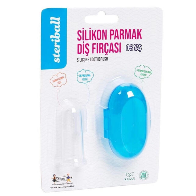 Steriball Silikon Parmak Diş Fırçası - Mavi Steriball Silikon Parmak Diş Fırçası - Mavi