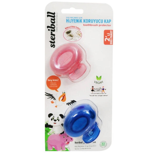 Steriball Toothbrush Protector Kids - Çocuklar için Hijyenik Diş Fırçası Saklama Kabı 2'li - 1