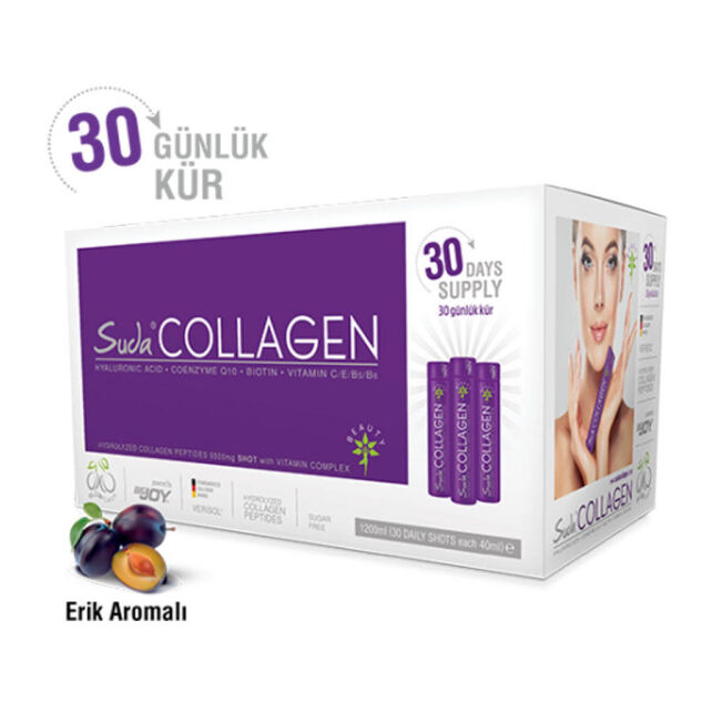 Suda Collagen Plum Flawor Shot Takviye Edici Gıda - Erik Aromalı 30 Günlük Kolajen Kürü 1200ml - 1