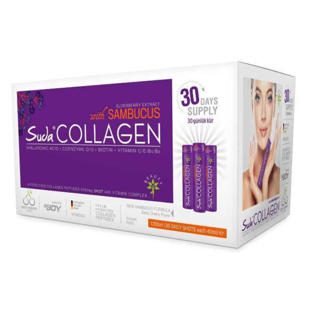 Suda Collagen Sambucus - Takviye Edici Gıda Vişne Aromalı 30x40ml - 1