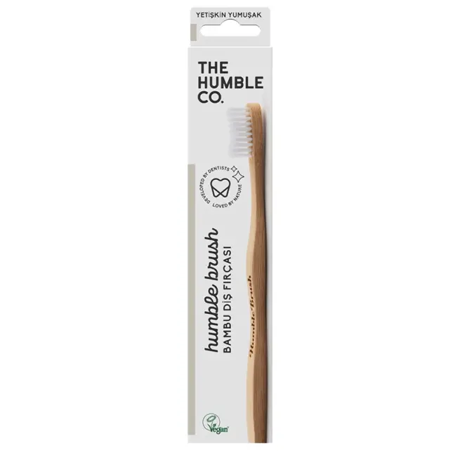 The Humble Co. %100 Doğal Bambu Yetişkin için Diş Fırçası Soft - Beyaz - 1