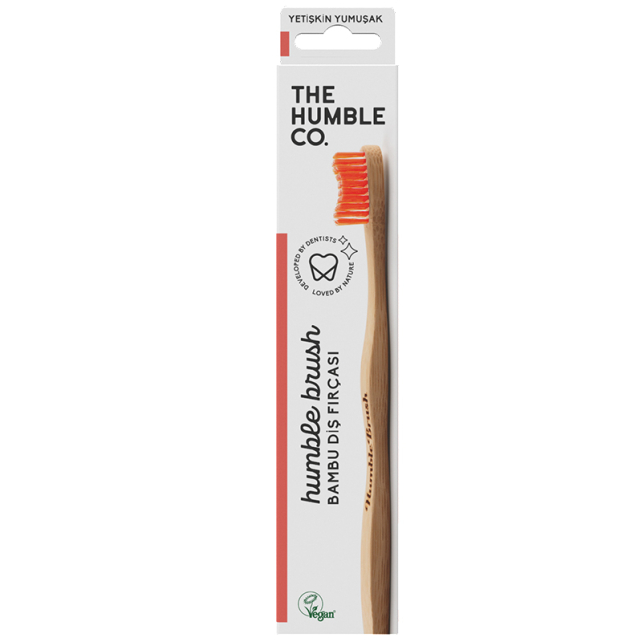 The Humble Co. %100 Doğal Bambu Yetişkin için Diş Fırçası Soft - Kırmızı - 1