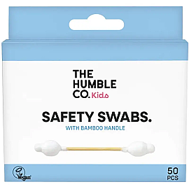 The Humble Co Kids Cotton Swabs Safety - Çocuklar İçin Emniyetli Kulak Çubuğu Beyaz 50 Adet - The Humble Co.