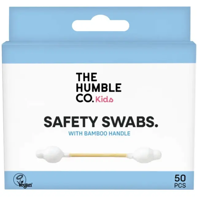The Humble Co Kids Cotton Swabs Safety - Çocuklar için Emniyetli Kulak Çubuğu Beyaz 50 Adet - 1