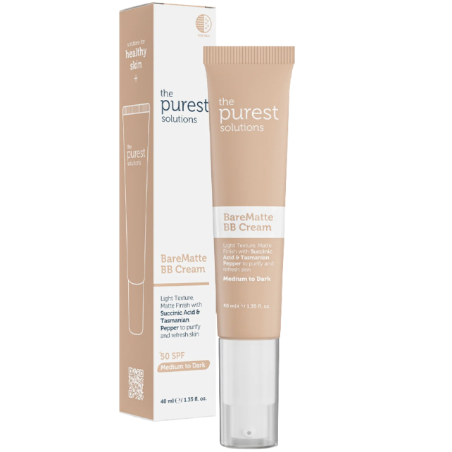 The Purest Solutions Bare Matte BB Cream SPF 50+ Yağlı Cilt Renkli Nemlendirici No: 200 Medium To Dark 40ml - 1