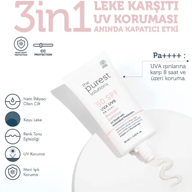 The Purest Solutions Blemish Defense Cream SPF 50+ Güneş Kremi 50ml - 5