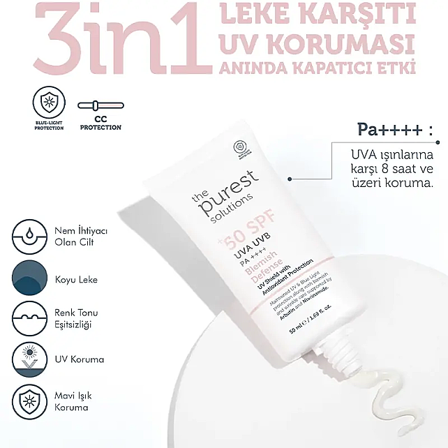 The Purest Solutions Blemish Defense Cream SPF 50+ Güneş Kremi 50ml - 5