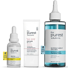The Purest Solutions Cilt Tonu Eşitleyici, Gözenek Karşıtı ve Güneş Koruma Etkili Cilt Bakım Seti - The Purest Solutions