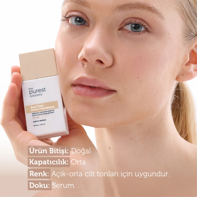 The Purest Solutions Even Tone SPF 50+ Lekeli Cilt Serum Fondöten No: 100 Light To Medium 30ml - 3