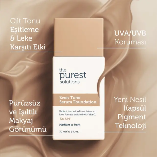 The Purest Solutions Even Tone SPF 50+ Lekeli Cilt Serum Fondöten No: 200 Medium To Dark 30ml - 5