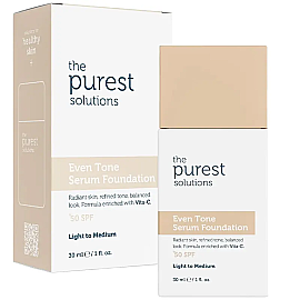 The Purest Solutions Even Tone SPF 50+ Lekeli Cilt Serum Fondöten No: 100 Light To Medium 30ml - The Purest Solutions