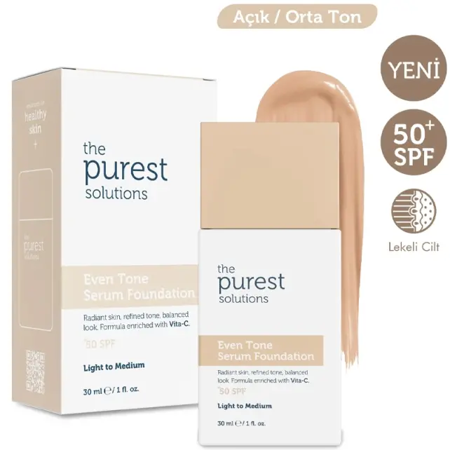 The Purest Solutions Even Tone SPF 50+ Lekeli Cilt Serum Fondöten No: 100 Light To Medium 30ml - 2