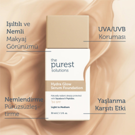 The Purest Solutions Hydra Glow SPF 50+ Nemlendirici Serum Fondöten No: 100 Light To Medium 30ml - 5