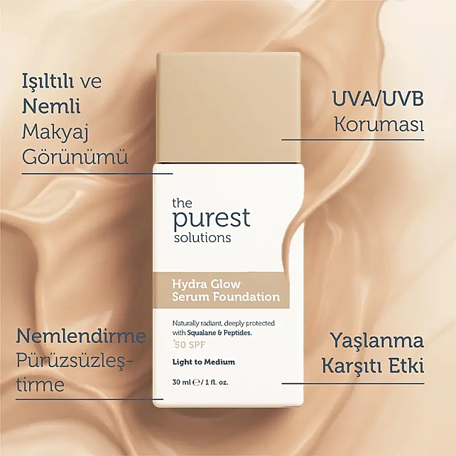 The Purest Solutions Hydra Glow SPF 50+ Nemlendirici Serum Fondöten No: 100 Light To Medium 30ml - 5