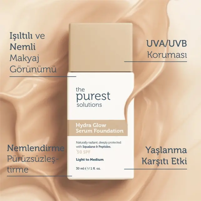 The Purest Solutions Hydra Glow SPF 50+ Nemlendirici Serum Fondöten No: 100 Light To Medium 30ml - 5
