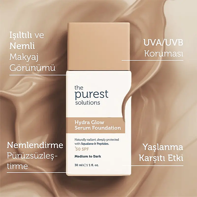 The Purest Solutions Hydra Glow SPF 50+ Nemlendirici Serum Fondöten No: 200 Medium To Dark 30ml - 5